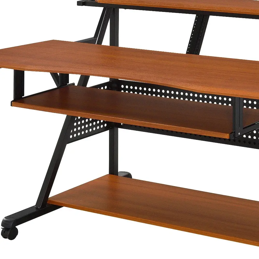 67" Brown and Black Computer Desk - Image 4