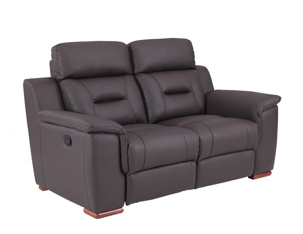 67" Brown Faux Leather Manual Reclining Loveseat - Image 3