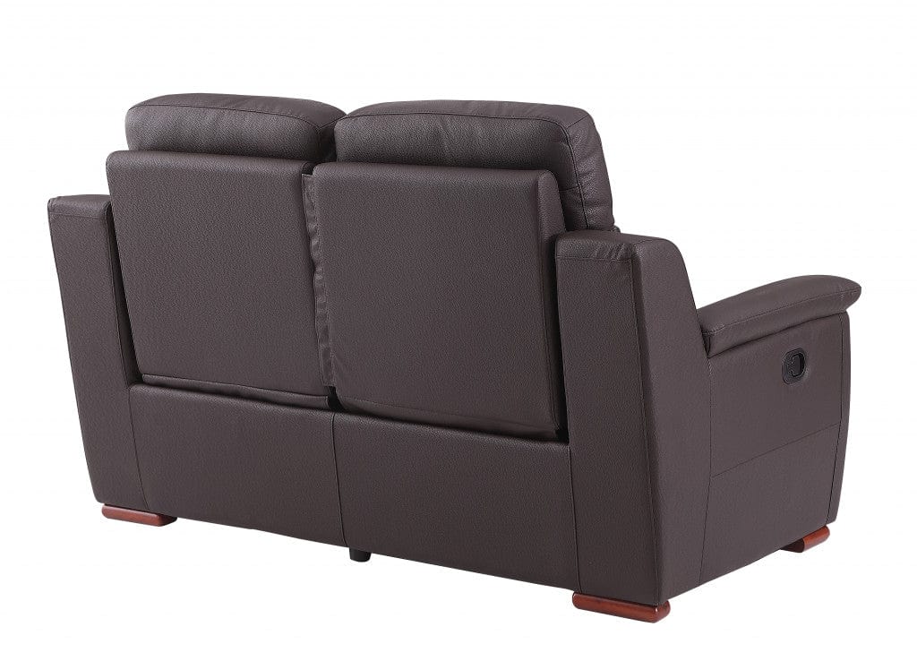 67" Brown Faux Leather Manual Reclining Loveseat - Image 4