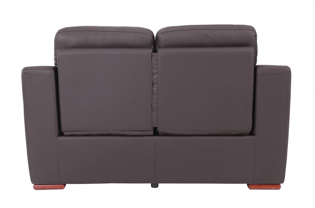67" Brown Faux Leather Manual Reclining Loveseat - Image 5