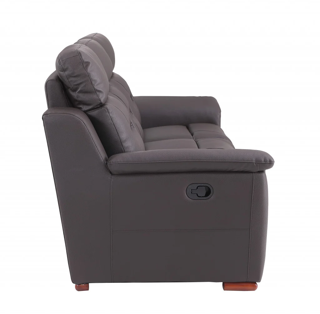 67" Brown Faux Leather Manual Reclining Loveseat - Image 6