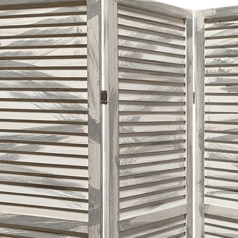 67" Gray Folding Three Panel Screen Room Divider - Image 4
