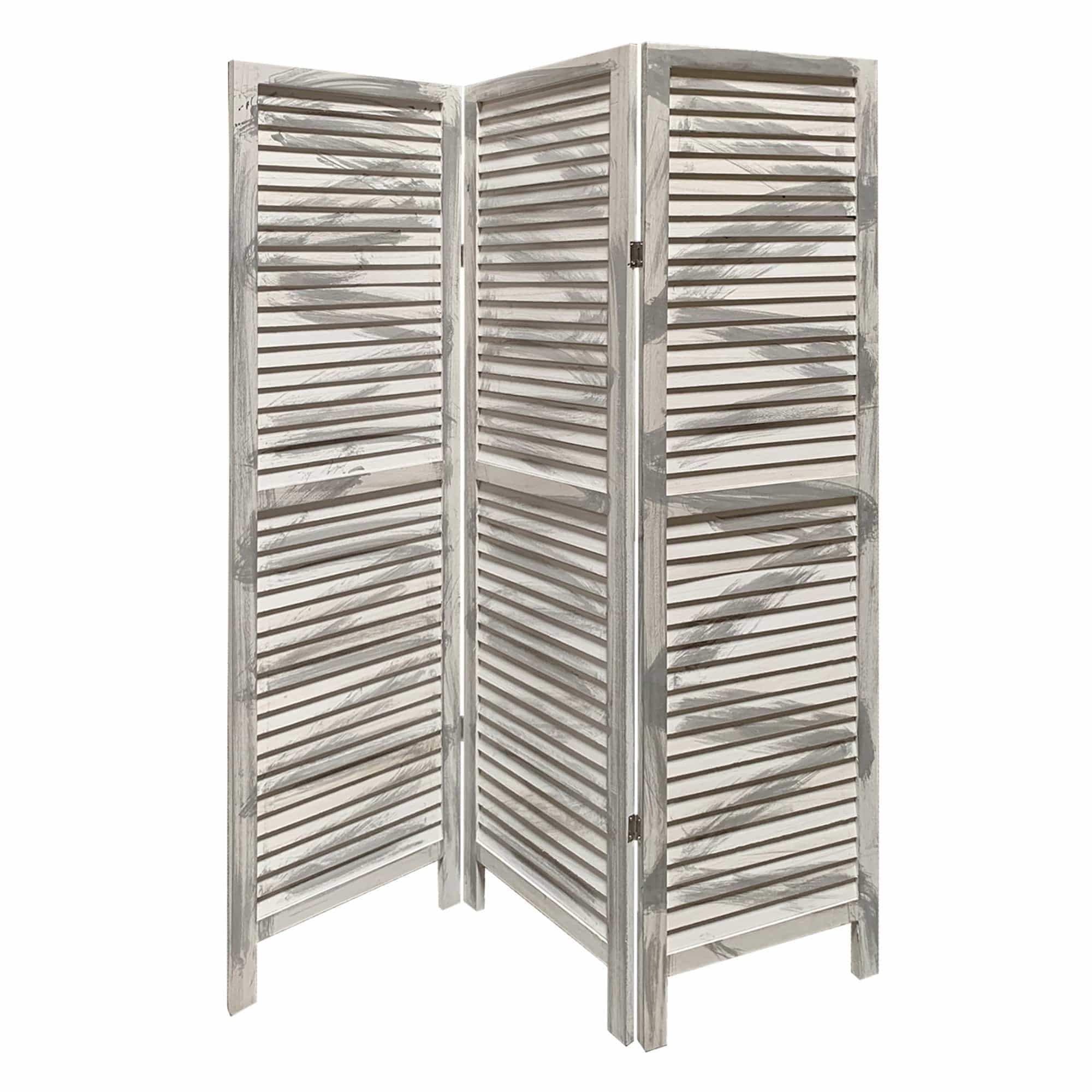 67" Gray Folding Three Panel Screen Room Divider - Image 5