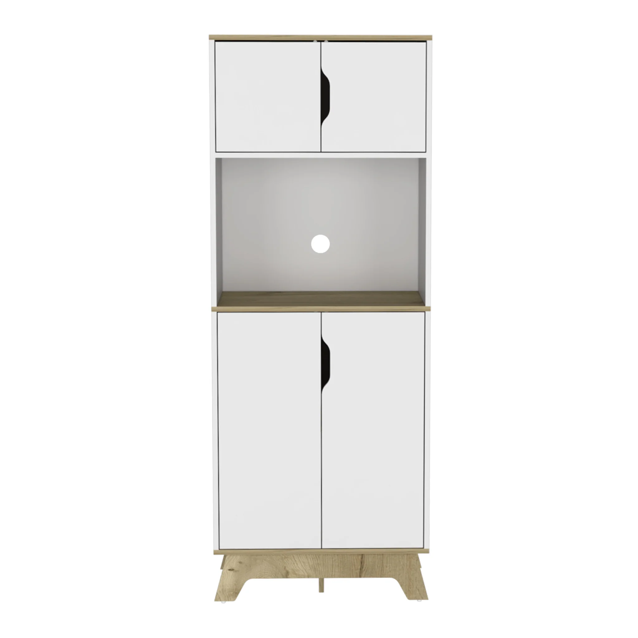 67" Light Oak and White Pantry Cabinet with Two Shelves - Image 2