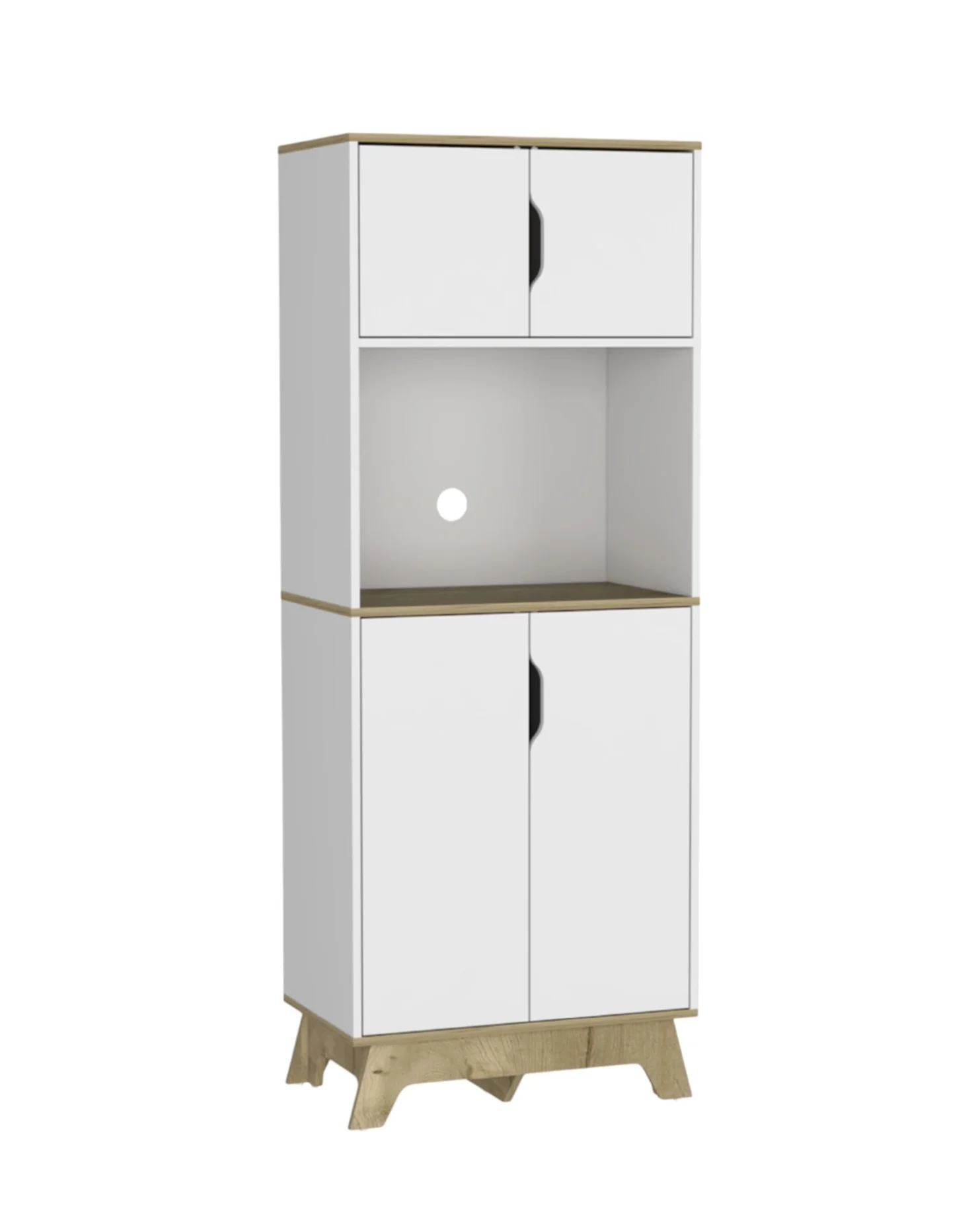 67" Light Oak and White Pantry Cabinet with Two Shelves - Image 3