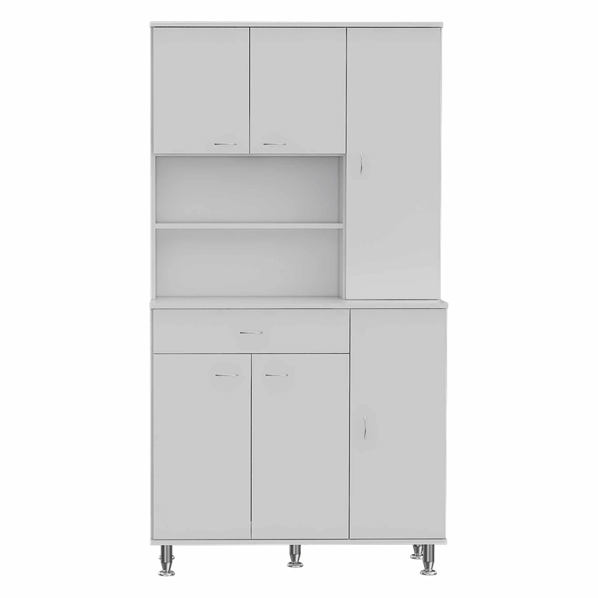 67" White Pantry Cabinet with Five Storage Shelves - Image 2