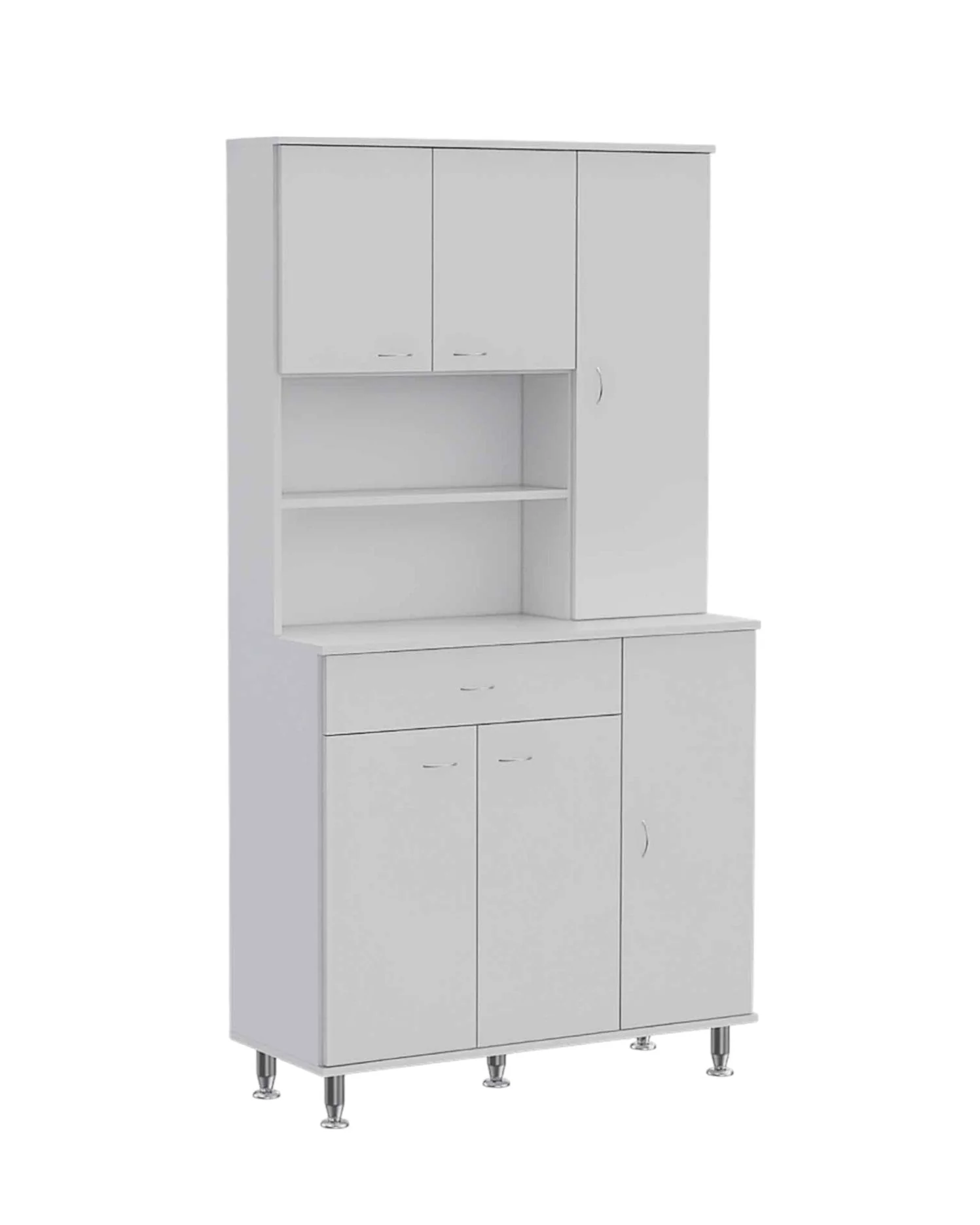 67" White Pantry Cabinet with Five Storage Shelves - Image 3