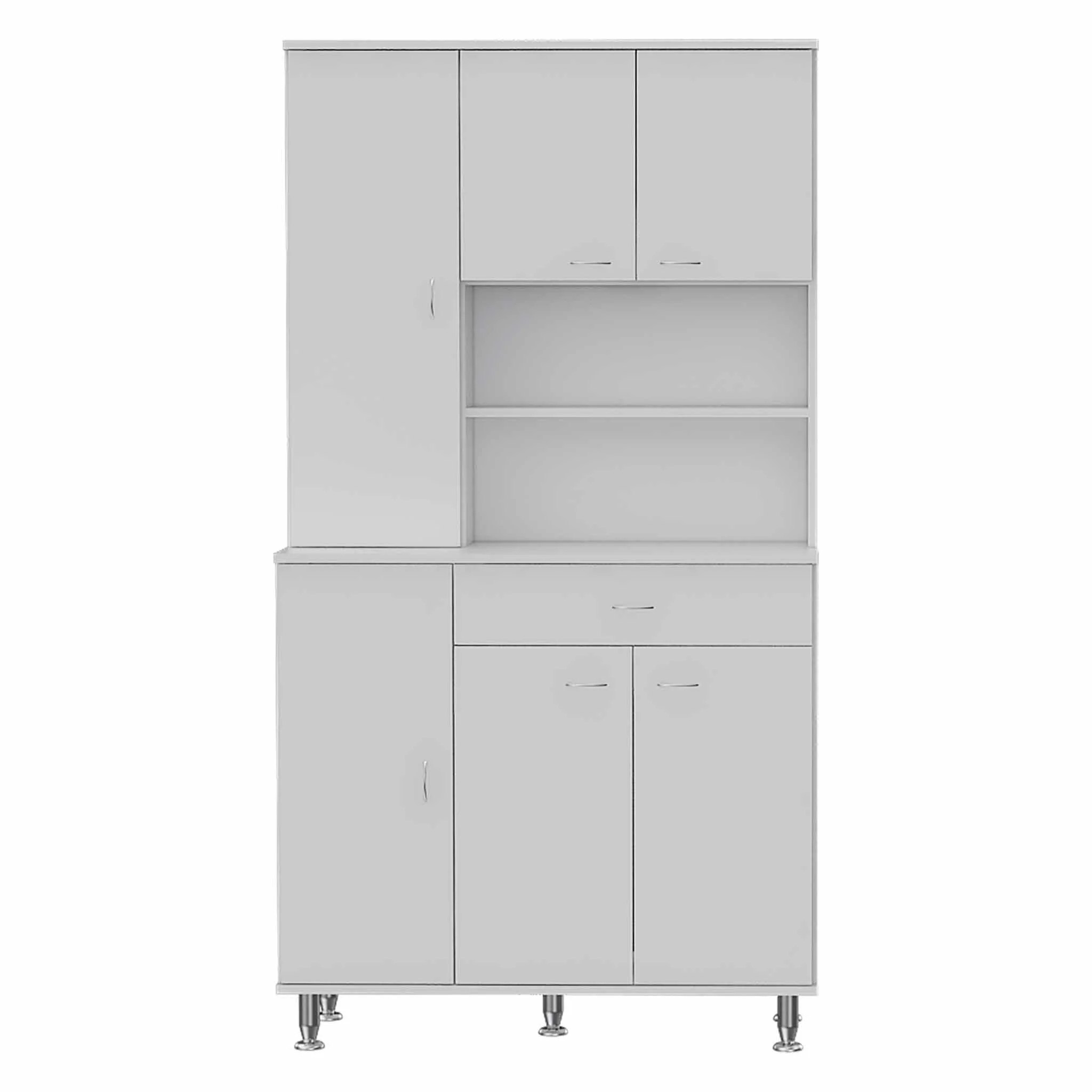 67" White Pantry Cabinet with Five Storage Shelves - Image 4