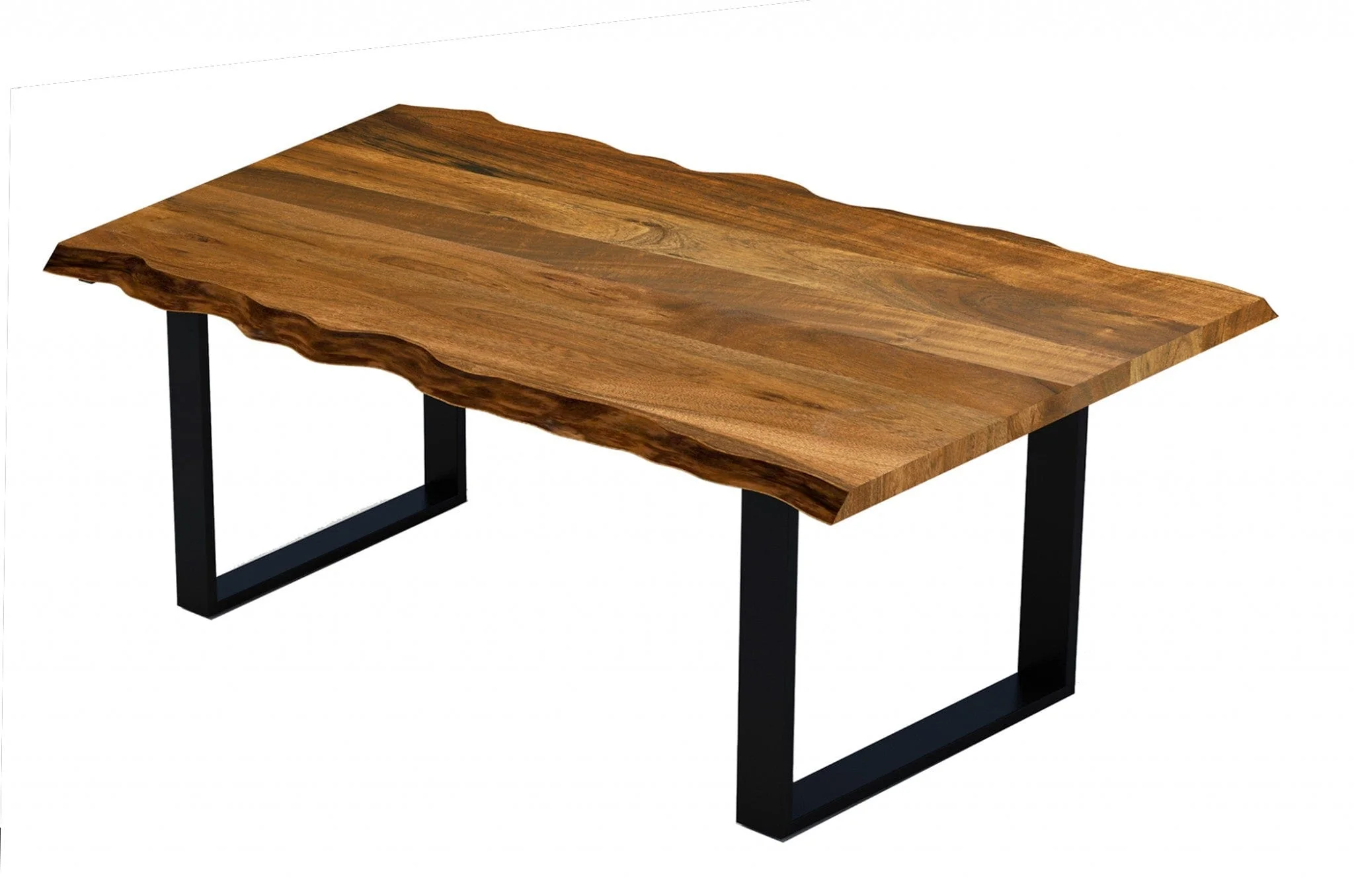 68" Brown And Black Solid Wood Sled Base Dining Table - Image 2