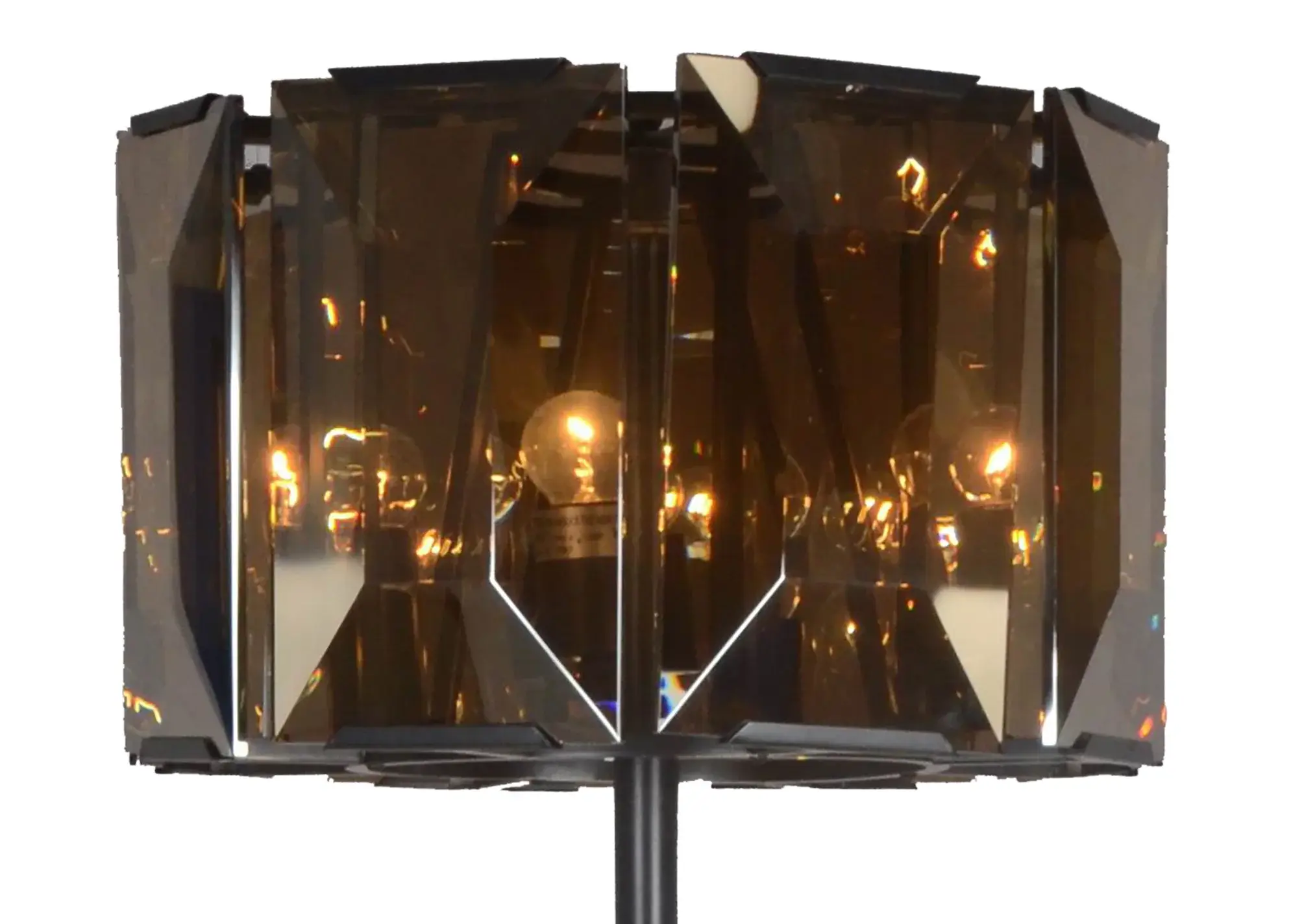 68" Dark Bronze Floor Lamp With Amber Solid Color Beveled Glass Drum Shade - Image 3