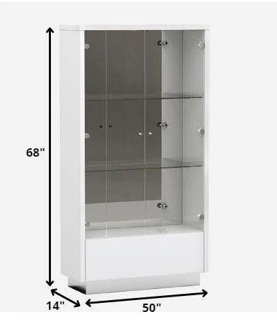68" Silver and White Display Stand with One drawer - Image 7