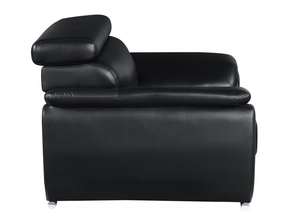 69" Black And Silver Faux Leather Loveseat - Image 5
