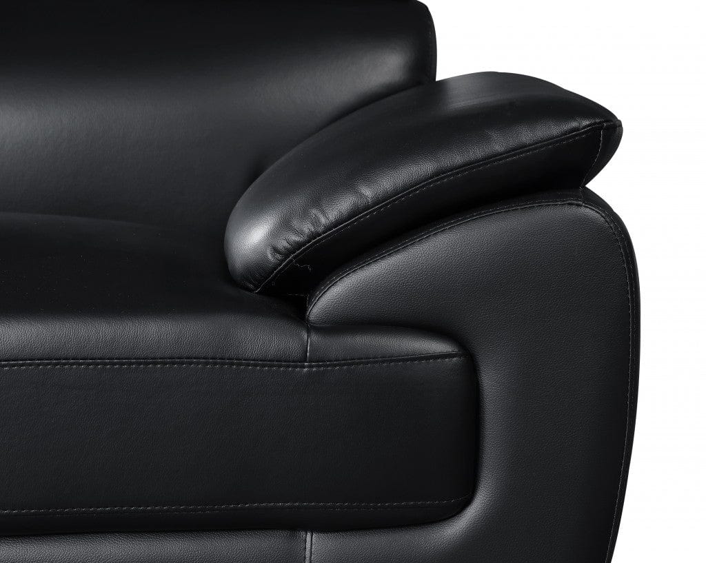 69" Black And Silver Faux Leather Loveseat - Image 6