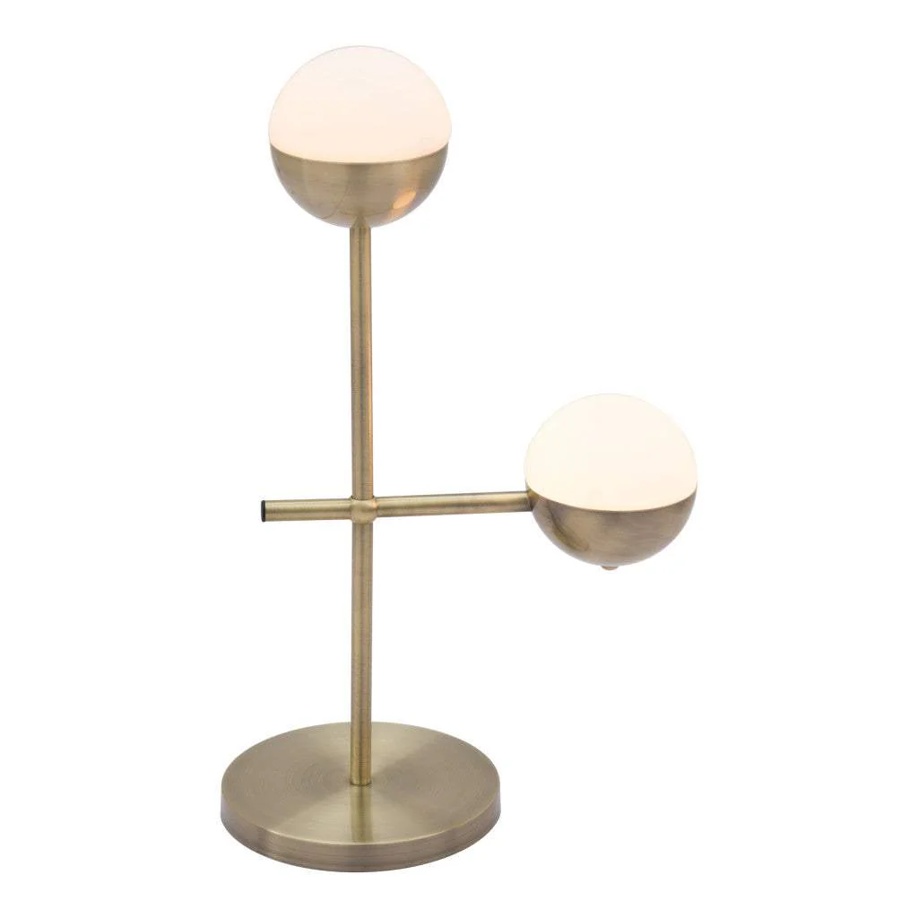 69" Brass Metal Bedside Table Lamp With Off White Globe Shade - Image 4