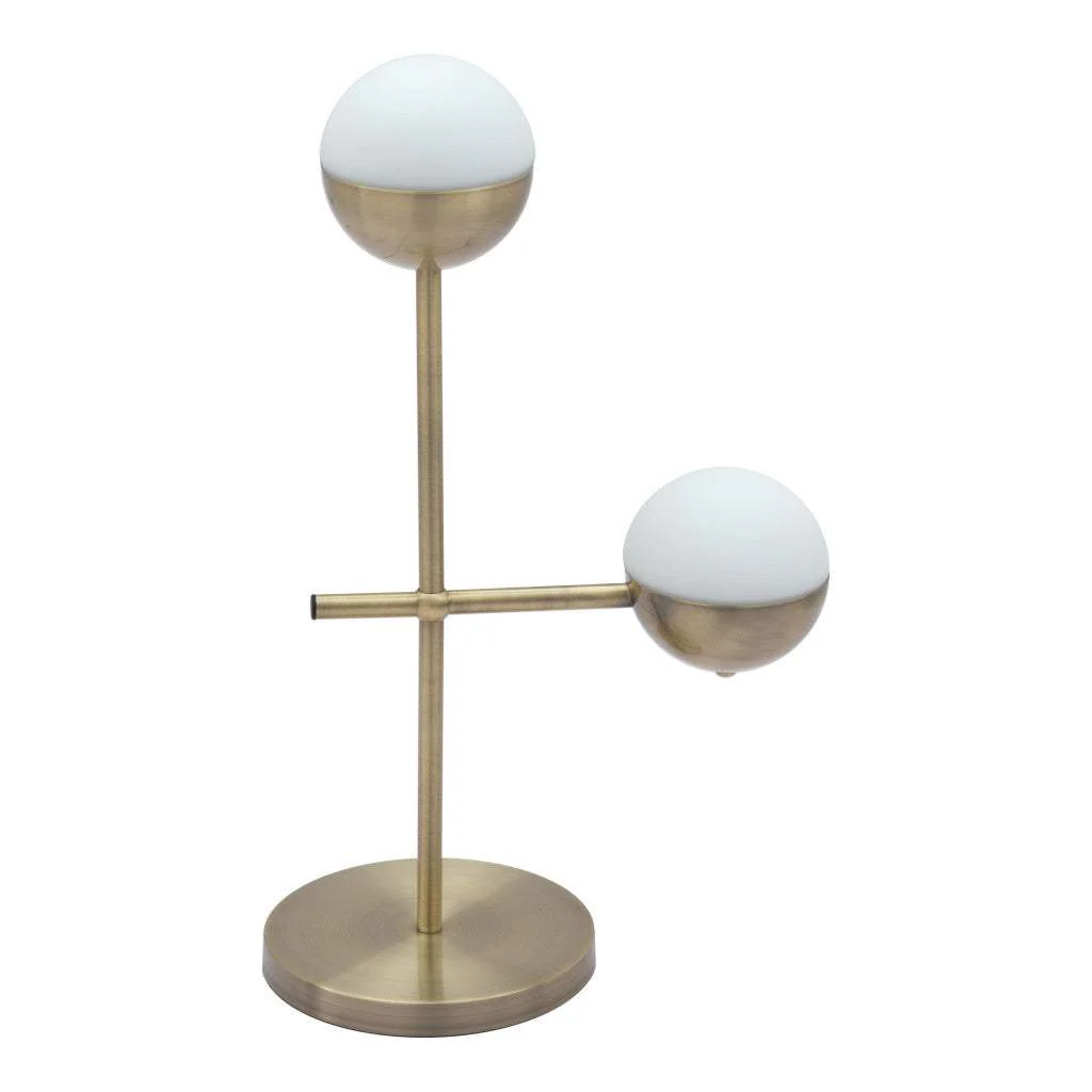 69" Brass Metal Bedside Table Lamp With Off White Globe Shade - Image 5