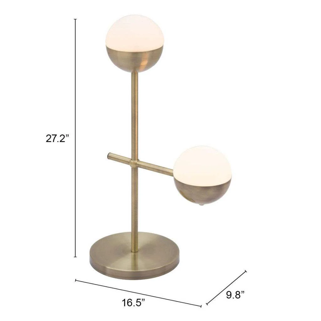 69" Brass Metal Bedside Table Lamp With Off White Globe Shade - Image 6