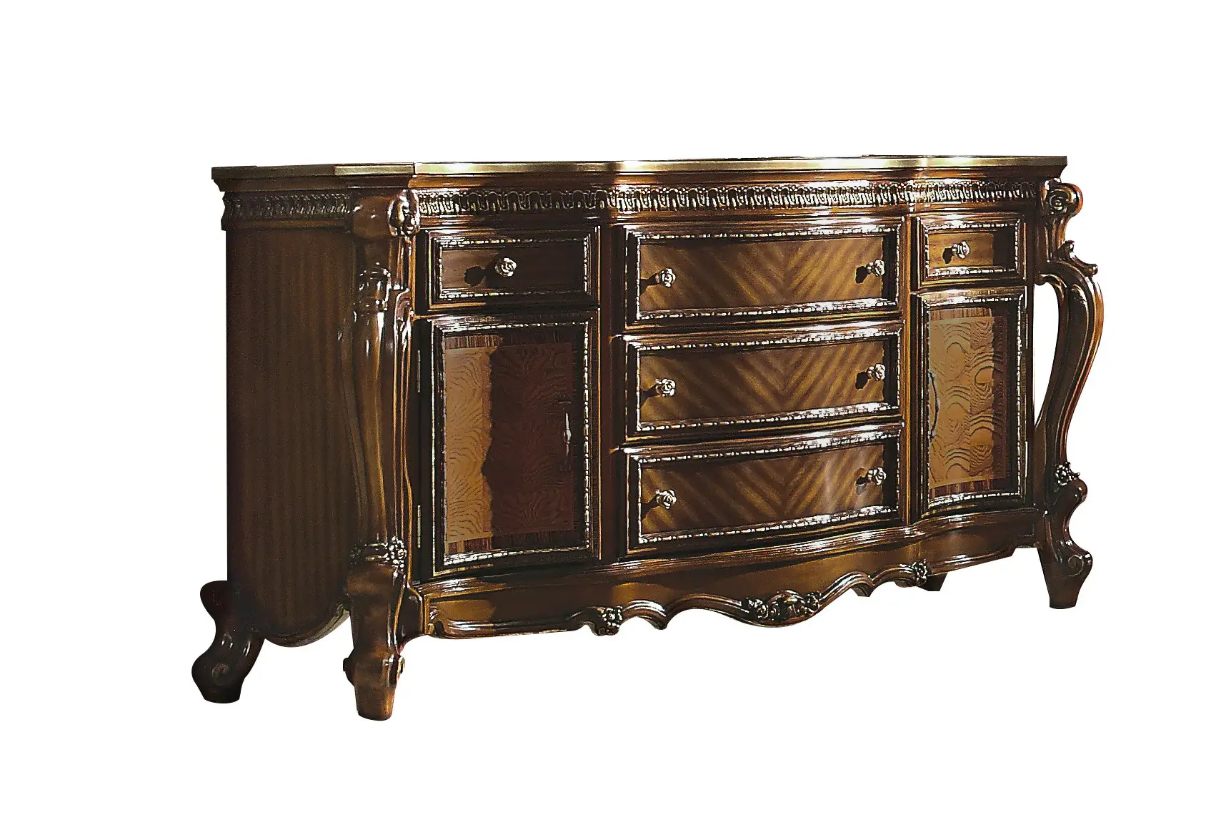 69" Brown Solid and Manufactured Wood Five Drawer Triple Dresser - Image 2