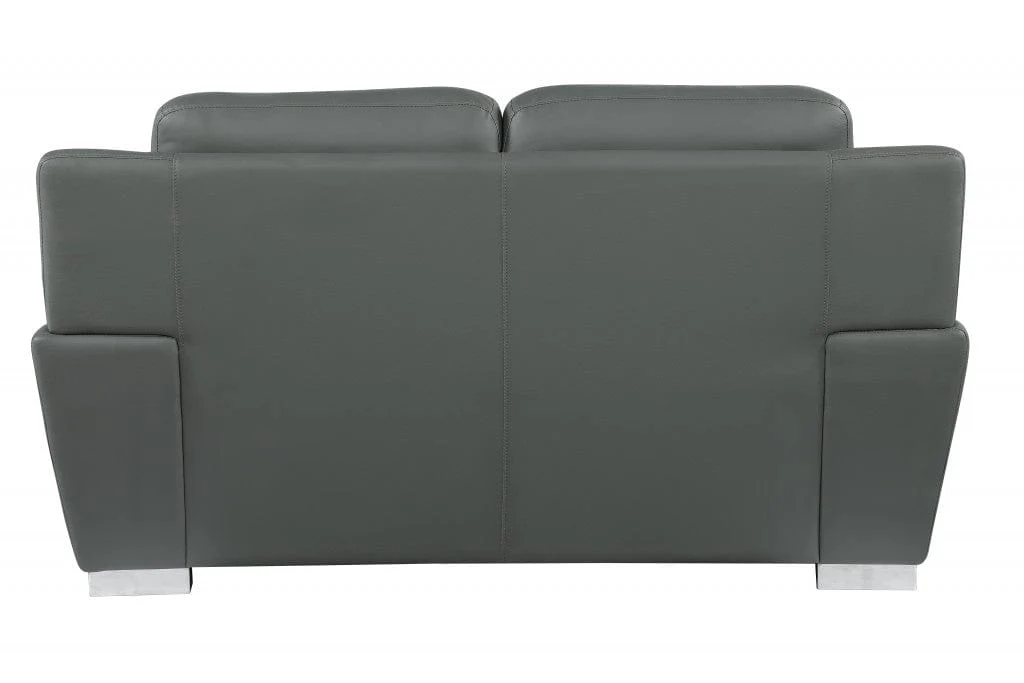 69" Gray And Silver Faux Leather Love Seat - Image 4