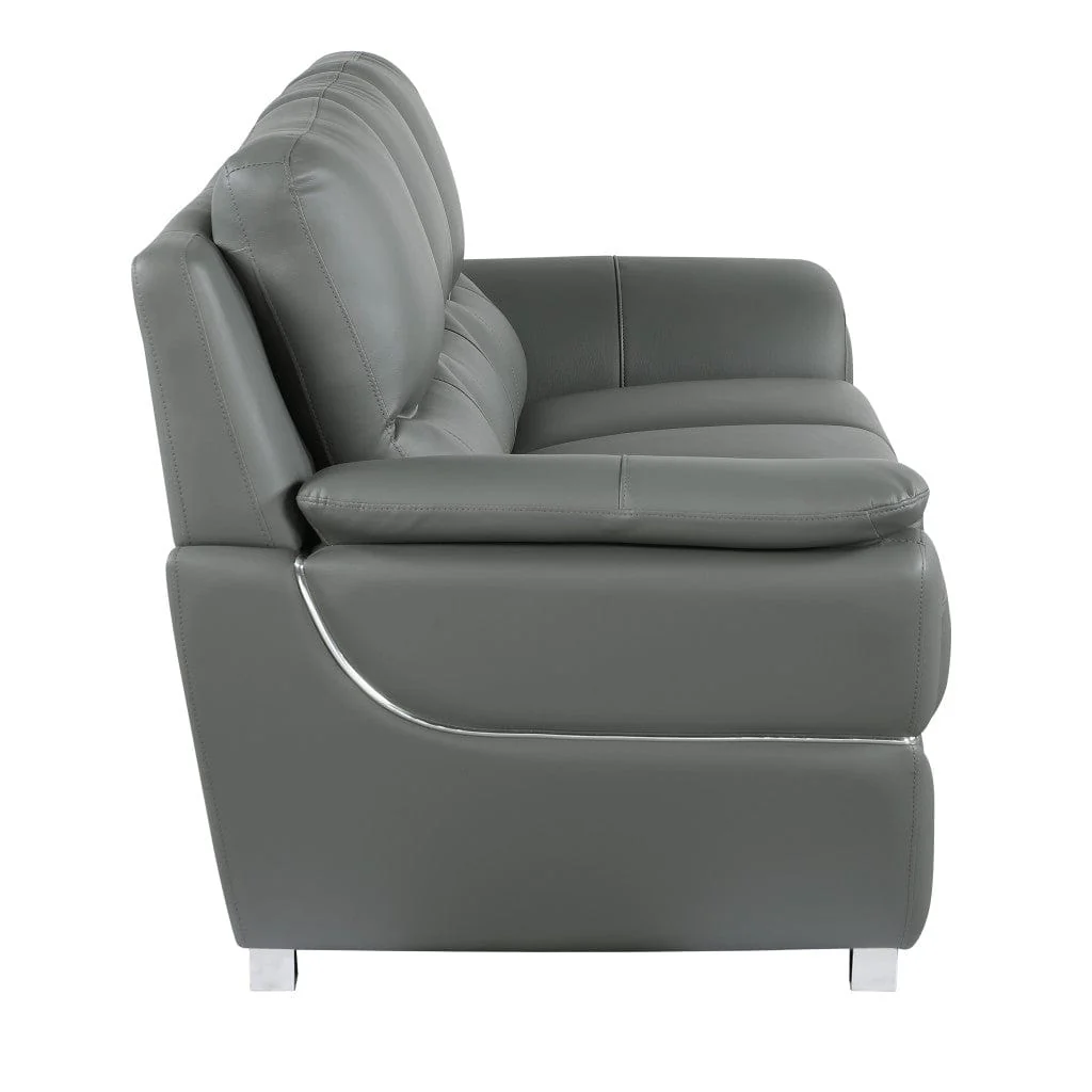 69" Gray And Silver Faux Leather Love Seat - Image 5