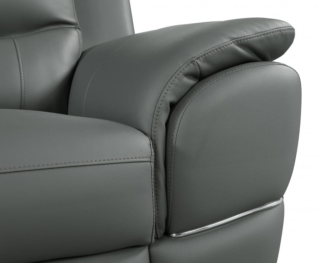 69" Gray And Silver Faux Leather Love Seat - Image 6