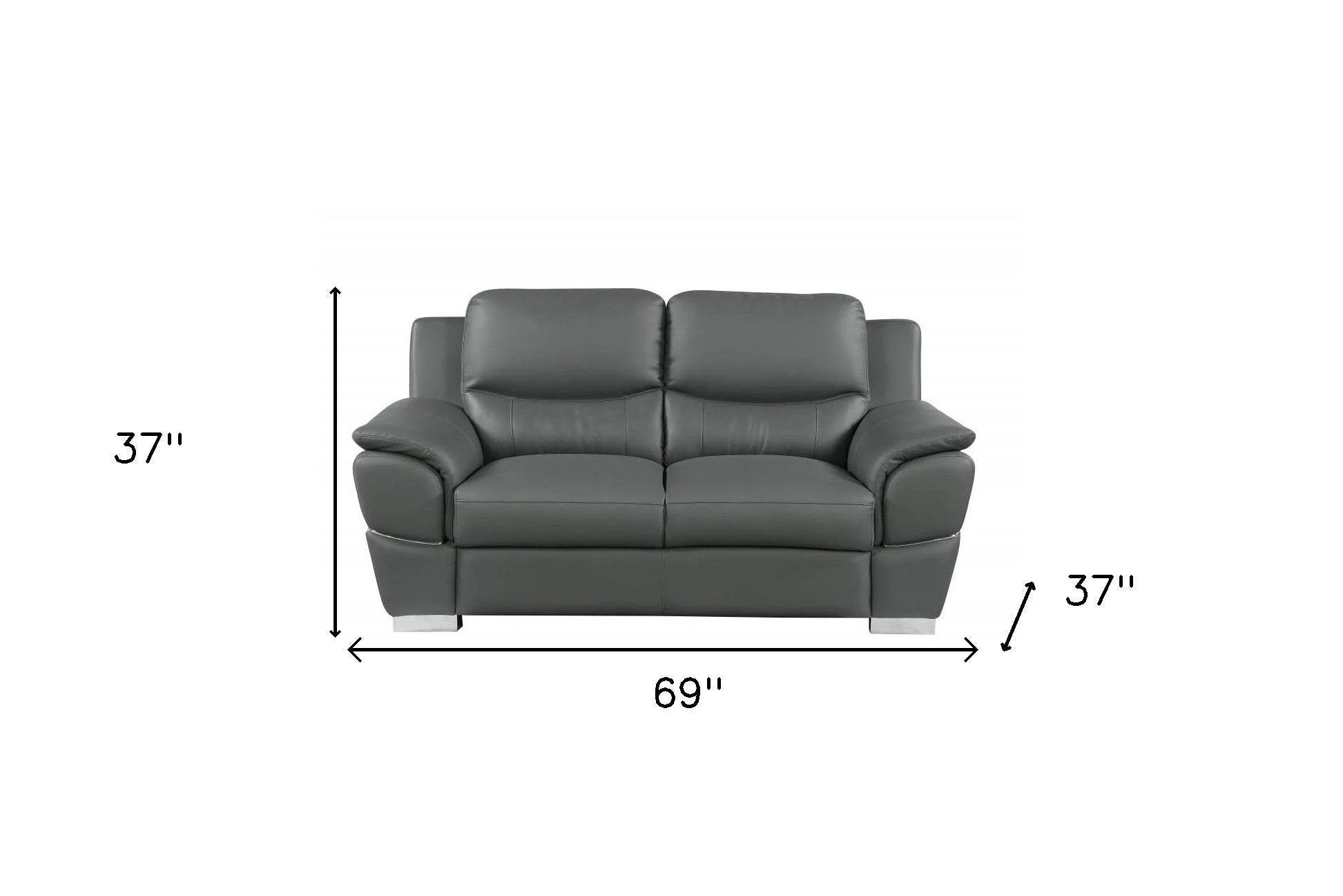 69" Gray And Silver Faux Leather Love Seat - Image 7