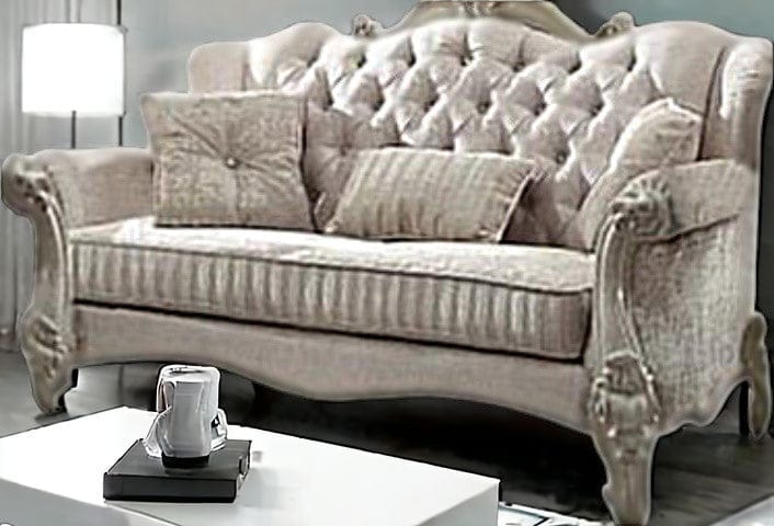 69" Ivory Chesterfield Loveseat and Toss Pillows - Image 2