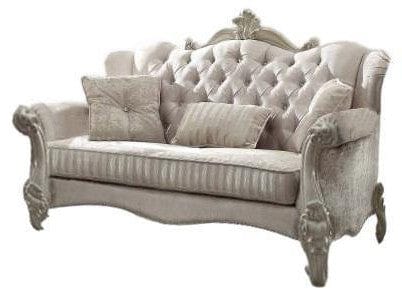 69" Ivory Chesterfield Loveseat and Toss Pillows - Image 4