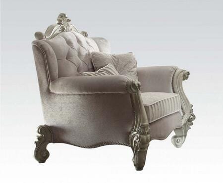 69" Ivory Chesterfield Loveseat and Toss Pillows - Image 5