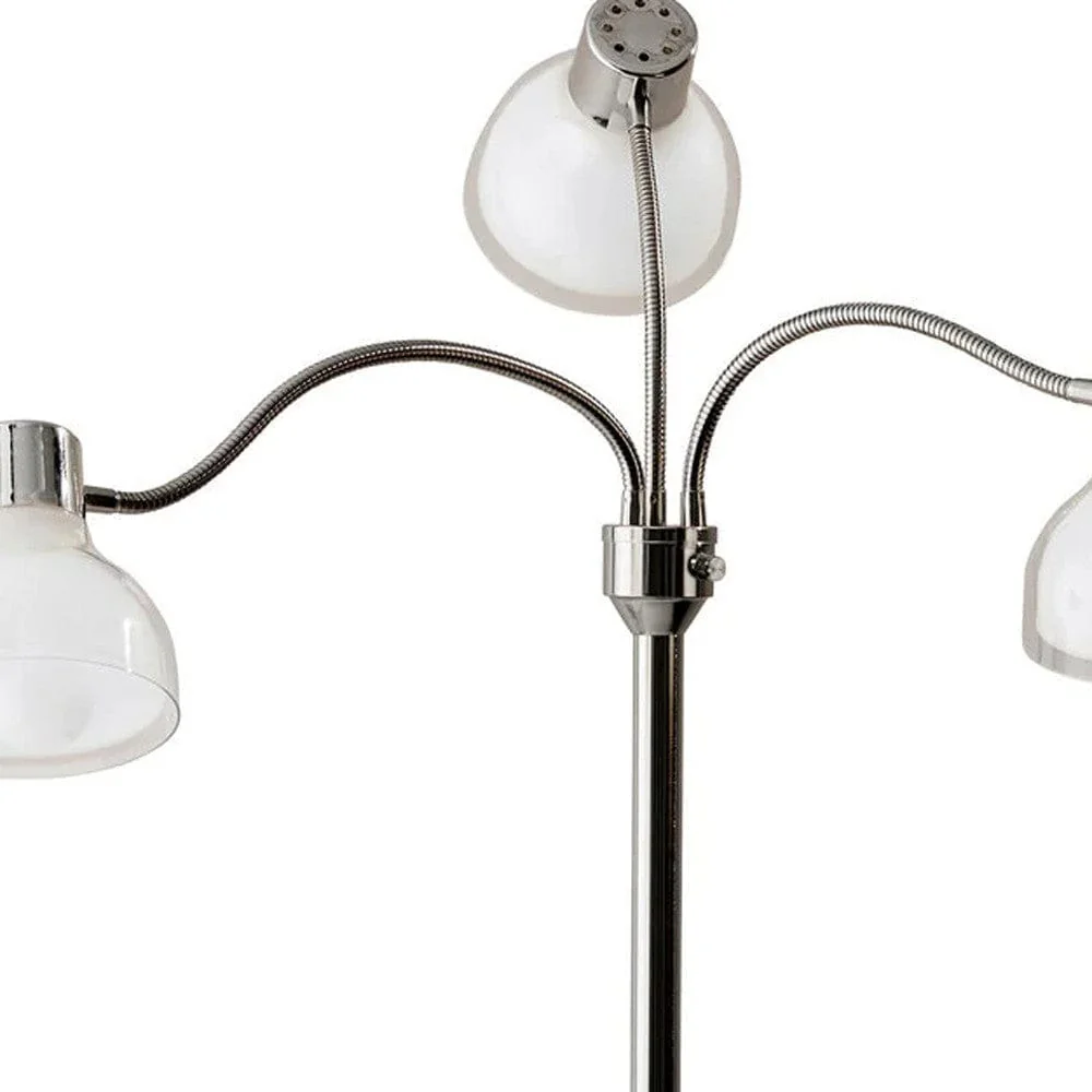 69" Nickel Three Light Tree Floor Lamp with White Bowl Shade - Image 2