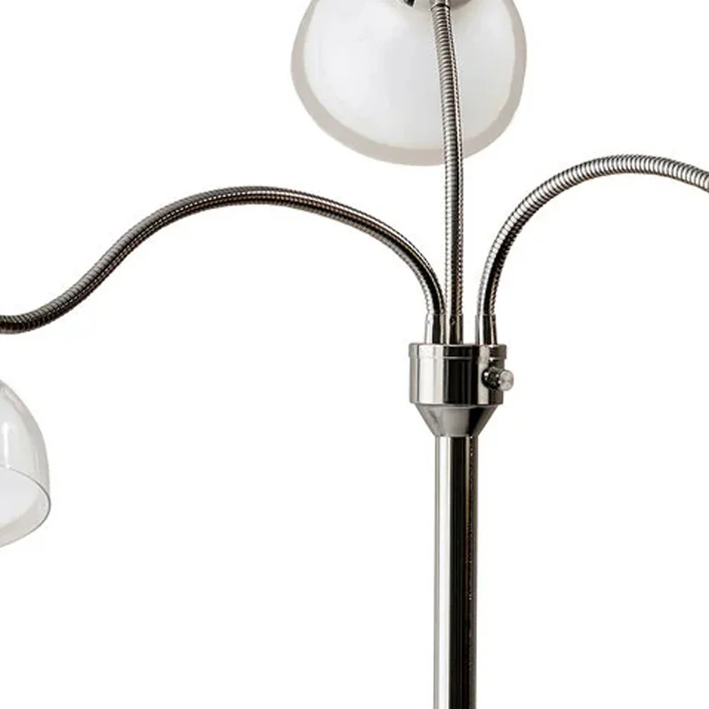 69" Nickel Three Light Tree Floor Lamp with White Bowl Shade - Image 3