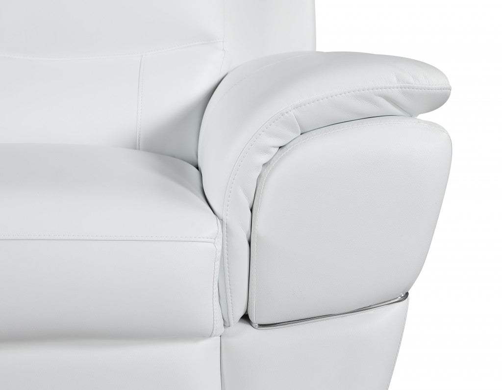69" White And Silver Faux Leather Love Seat - Image 6