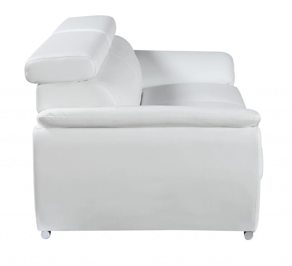 69" White And Silver Faux Leather Loveseat - Image 5