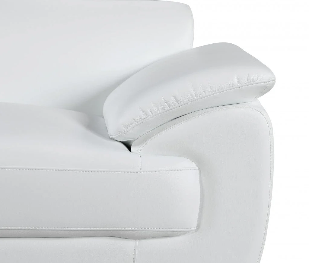 69" White And Silver Faux Leather Loveseat - Image 6