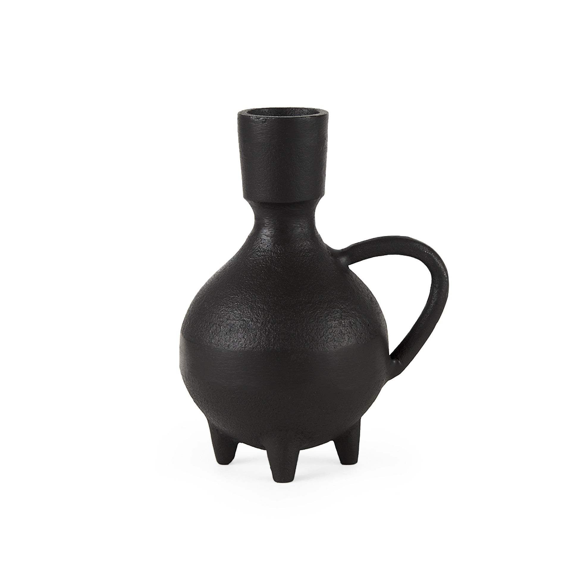 7" Black Ceramic Round Jug Vase - Image 2
