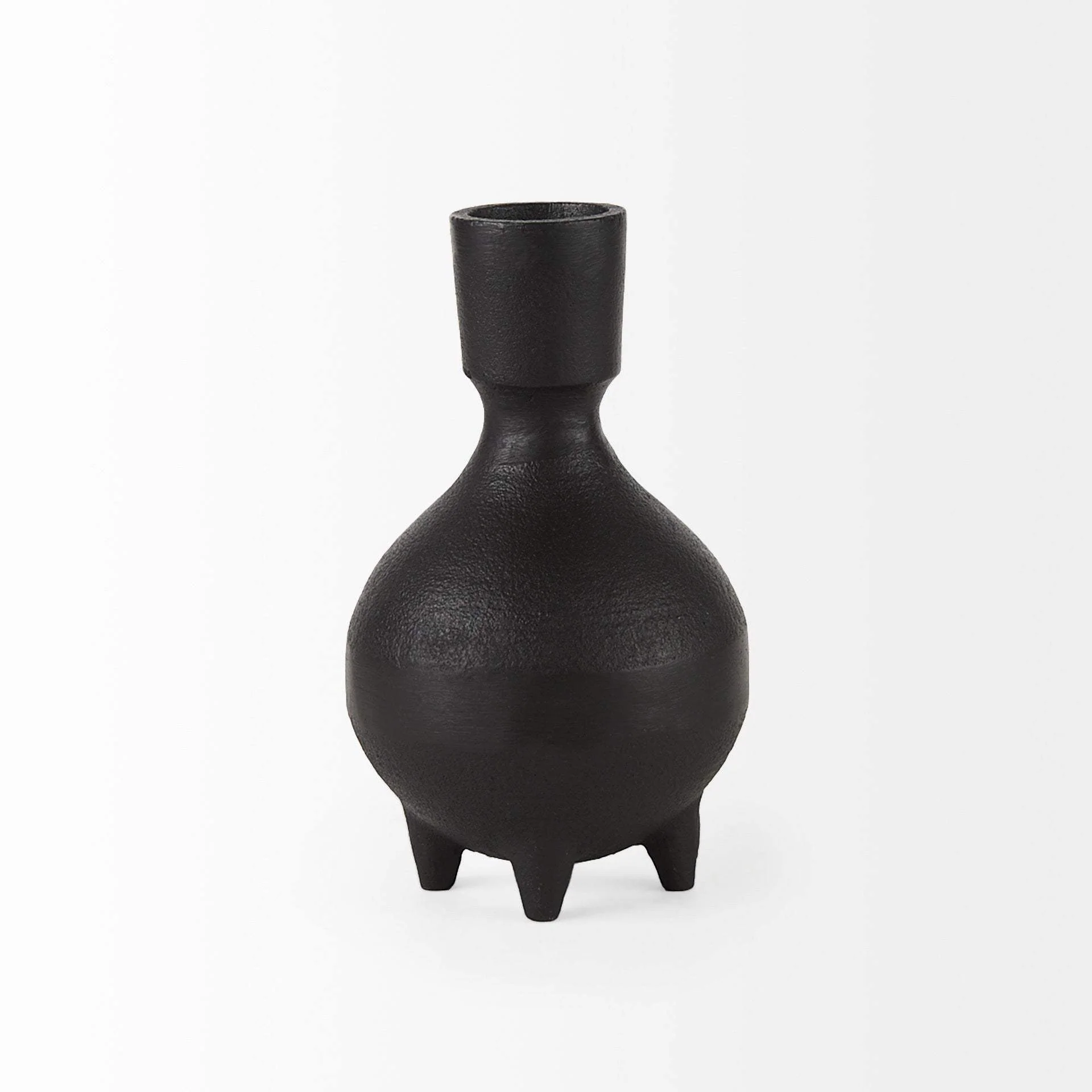 7" Black Ceramic Round Jug Vase - Image 3
