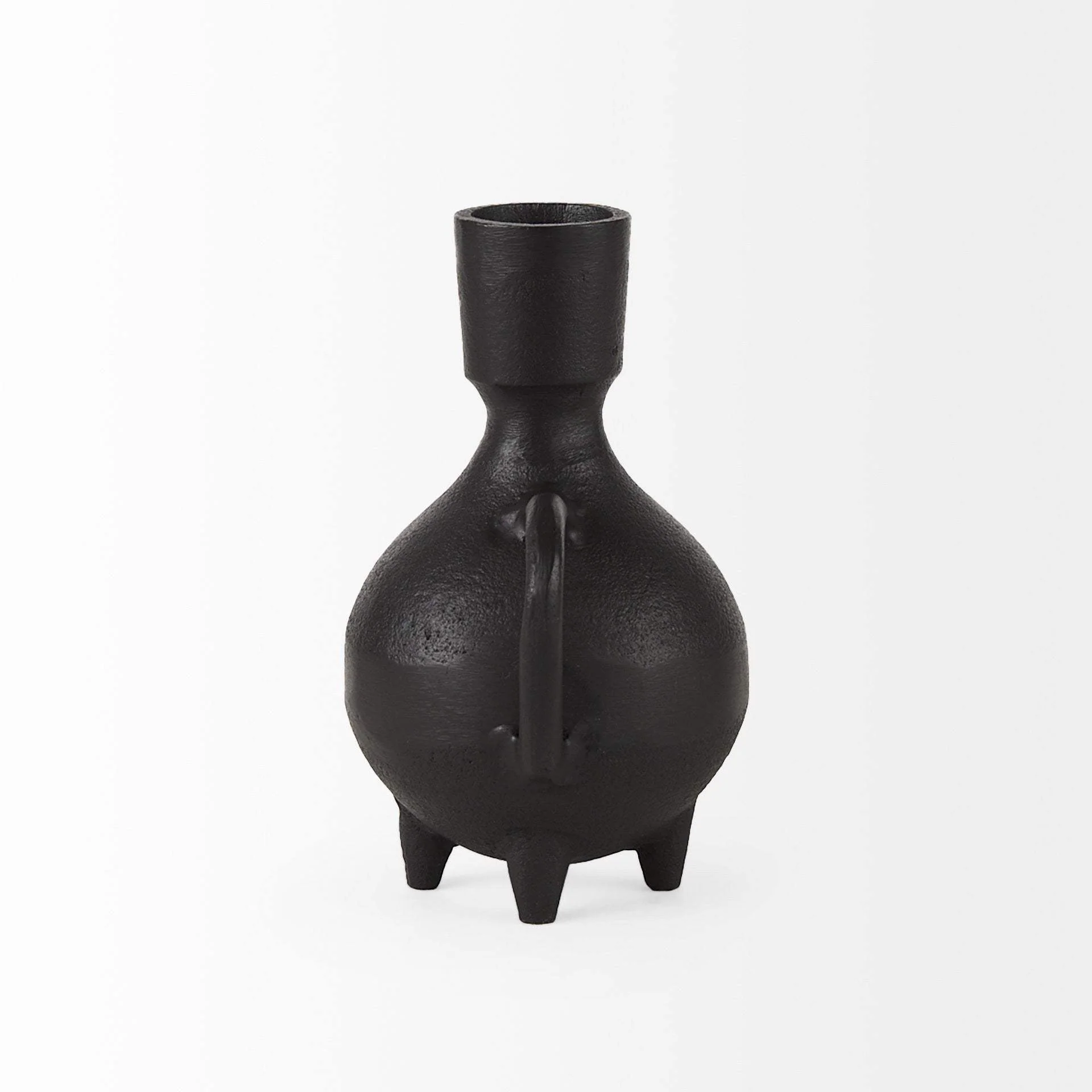 7" Black Ceramic Round Jug Vase - Image 4