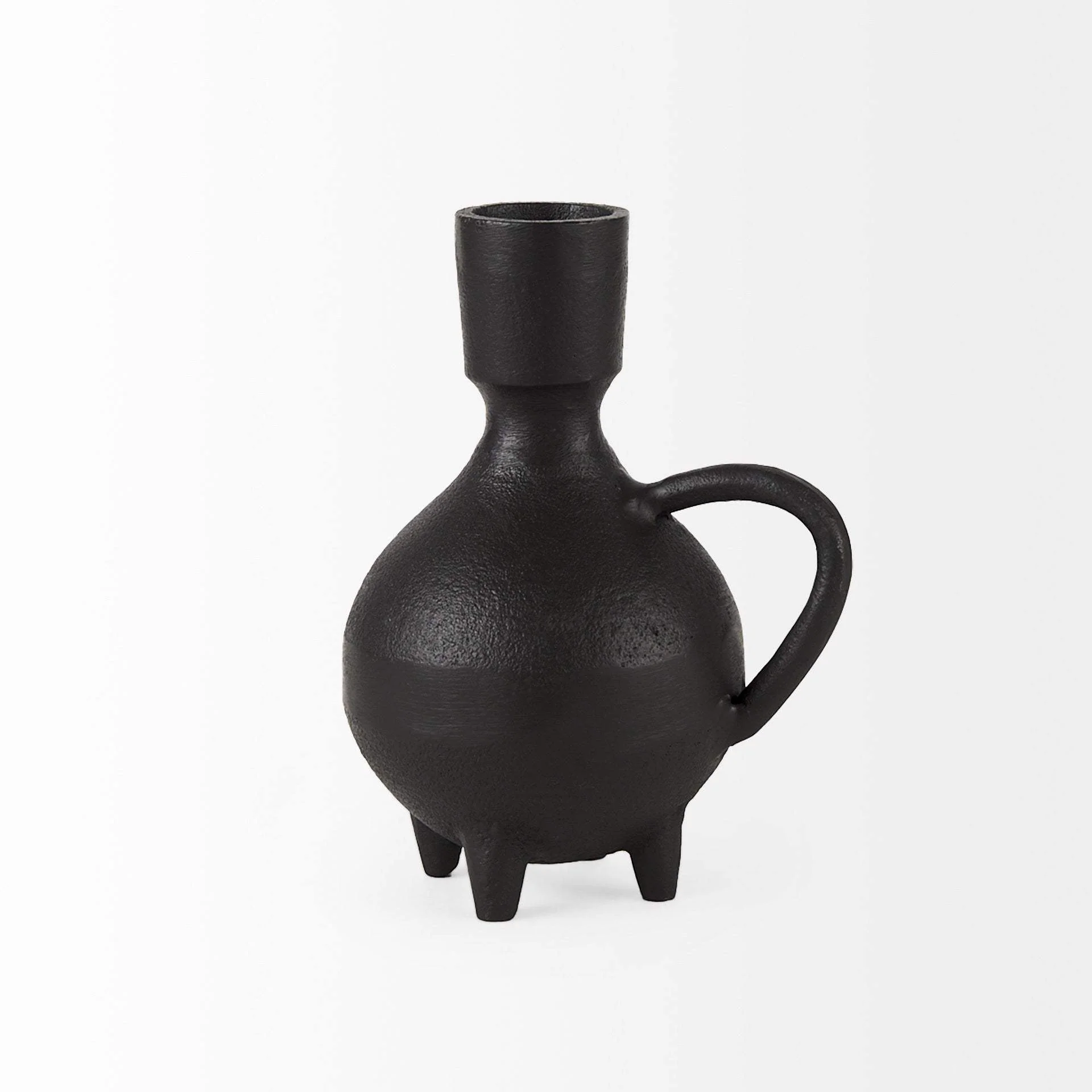 7" Black Ceramic Round Jug Vase - Image 6