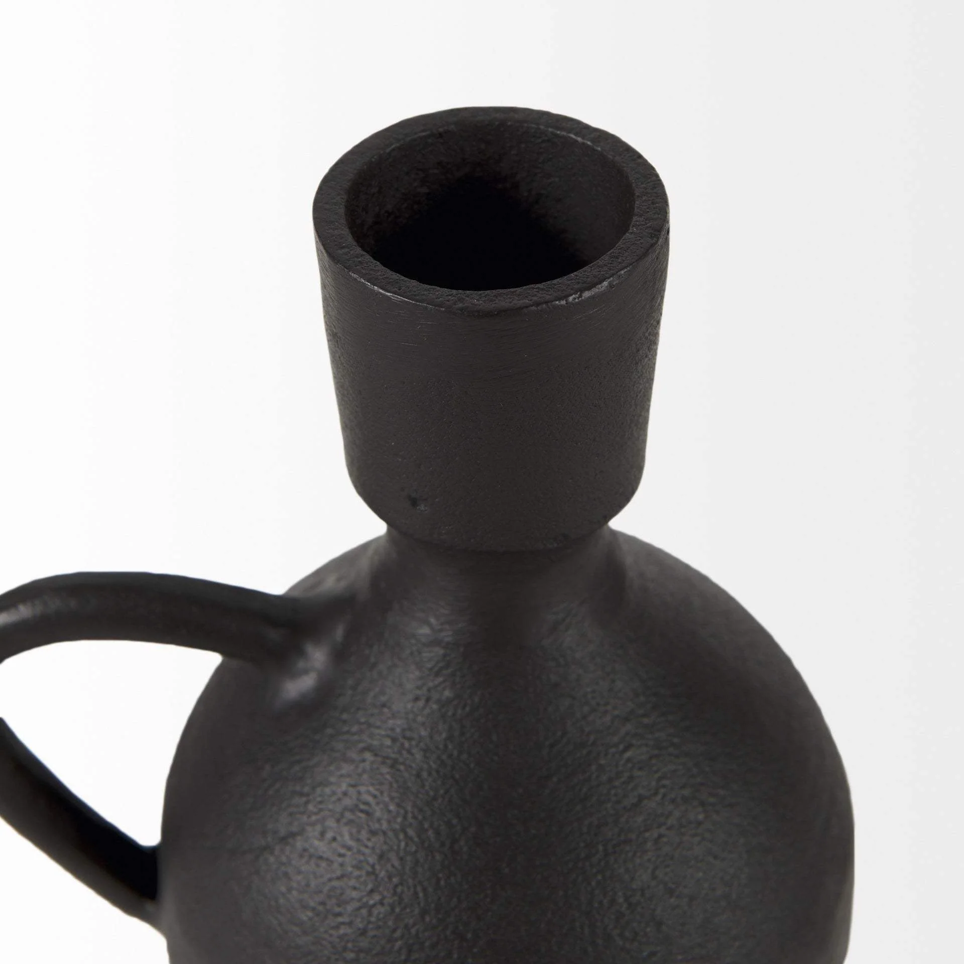 7" Black Ceramic Round Jug Vase - Image 7