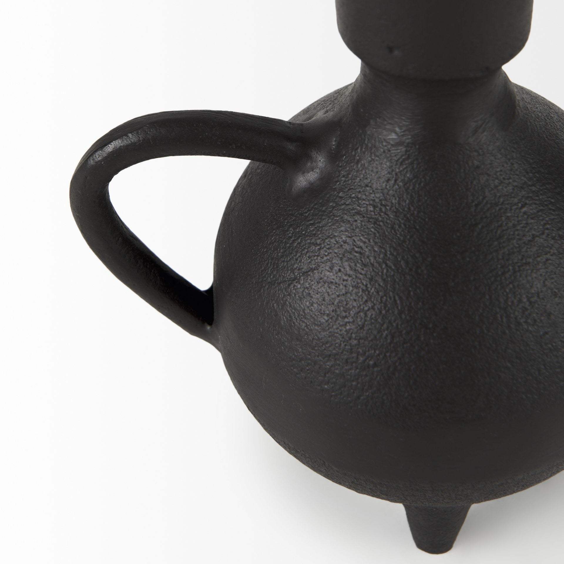 7" Black Ceramic Round Jug Vase - Image 8