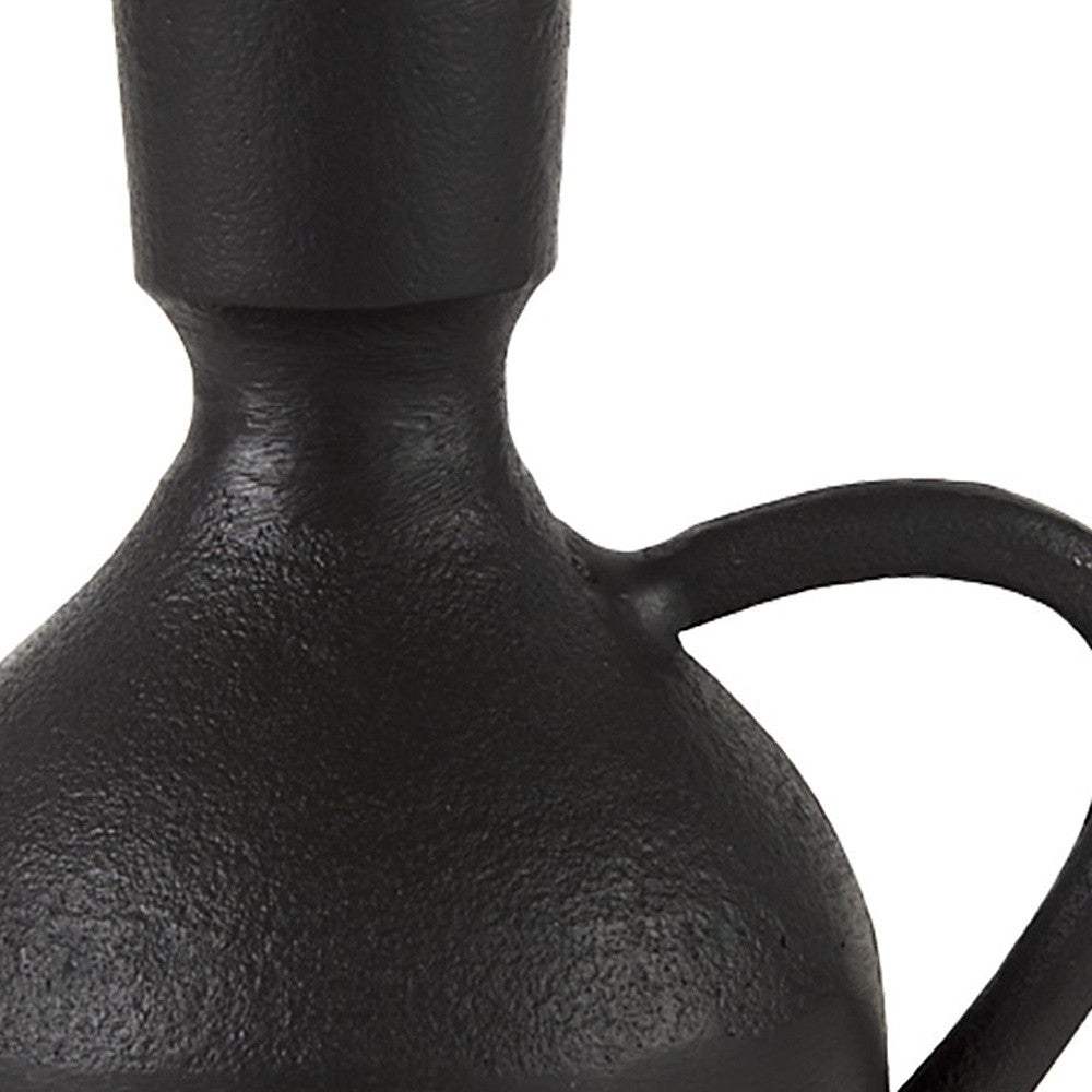 7" Black Ceramic Round Jug Vase - Image 9