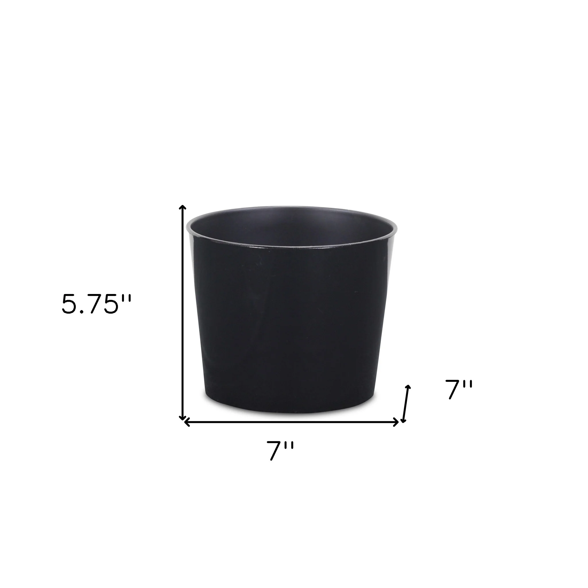 7" Black Recycled Plastic Indoor Outdoor Round Pot Planter - Image 5