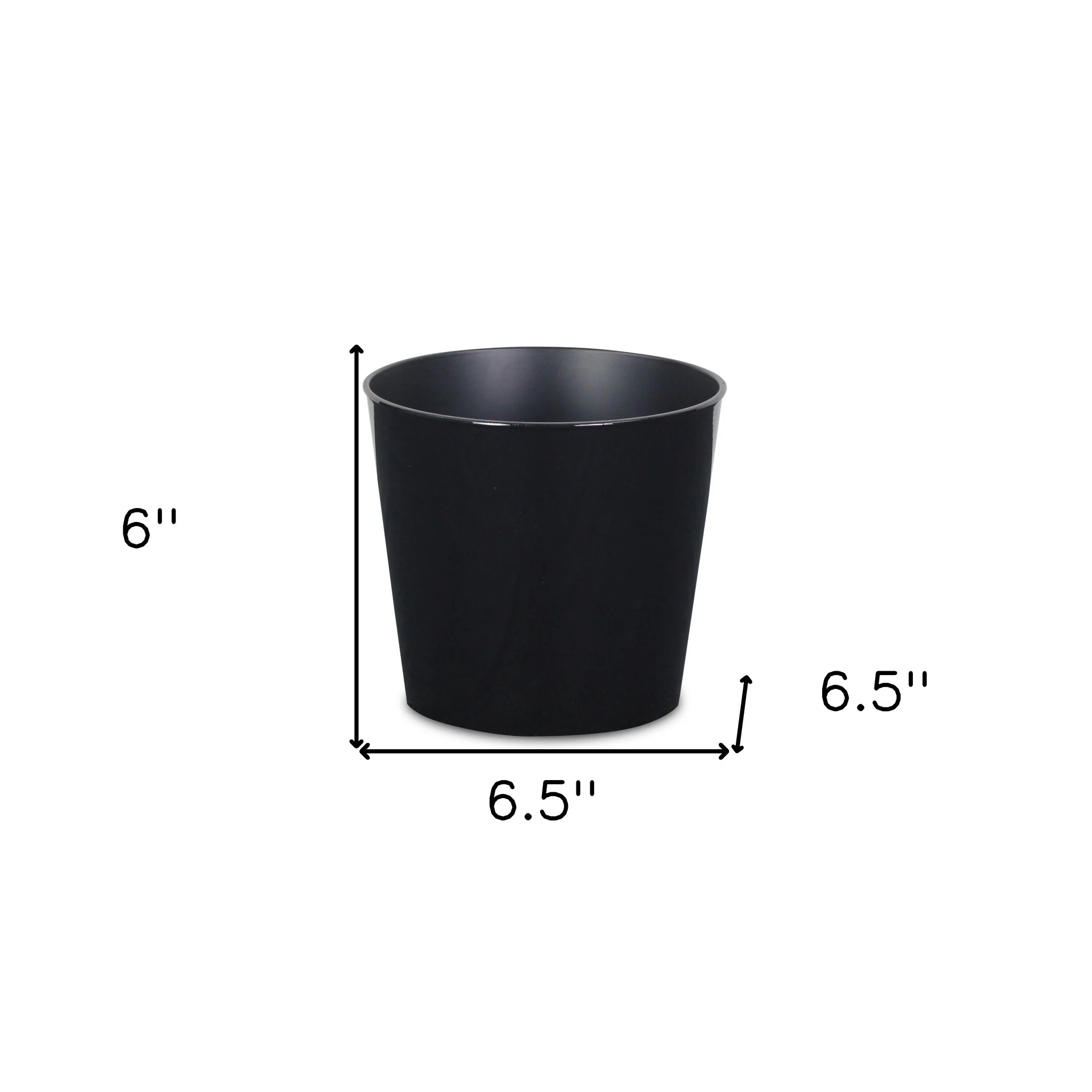 7" Black Recycled Plastic Indoor Outdoor Round Pot Planter - Image 5