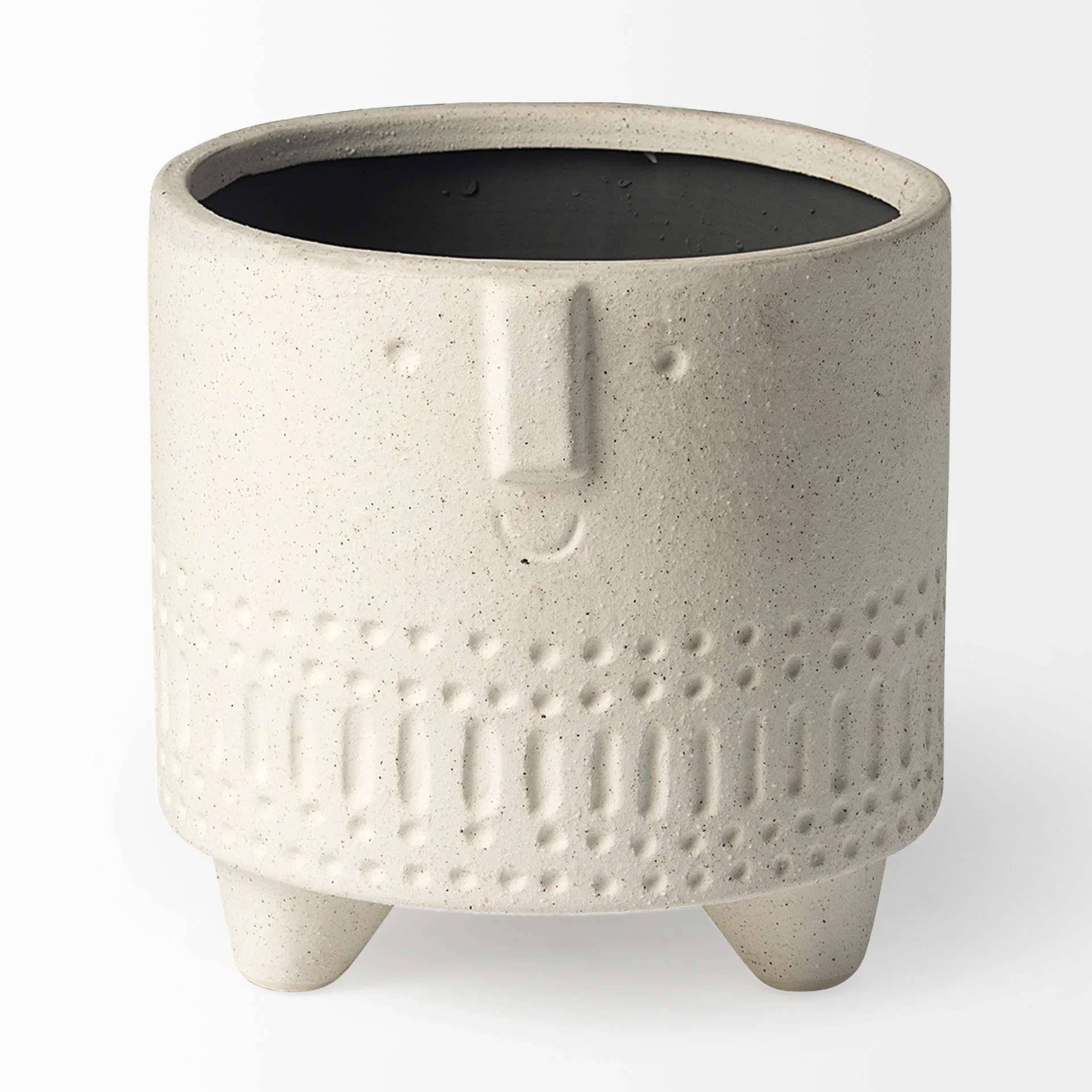 7" Bohemian Beige Happy Face Tribal Vase - Image 2