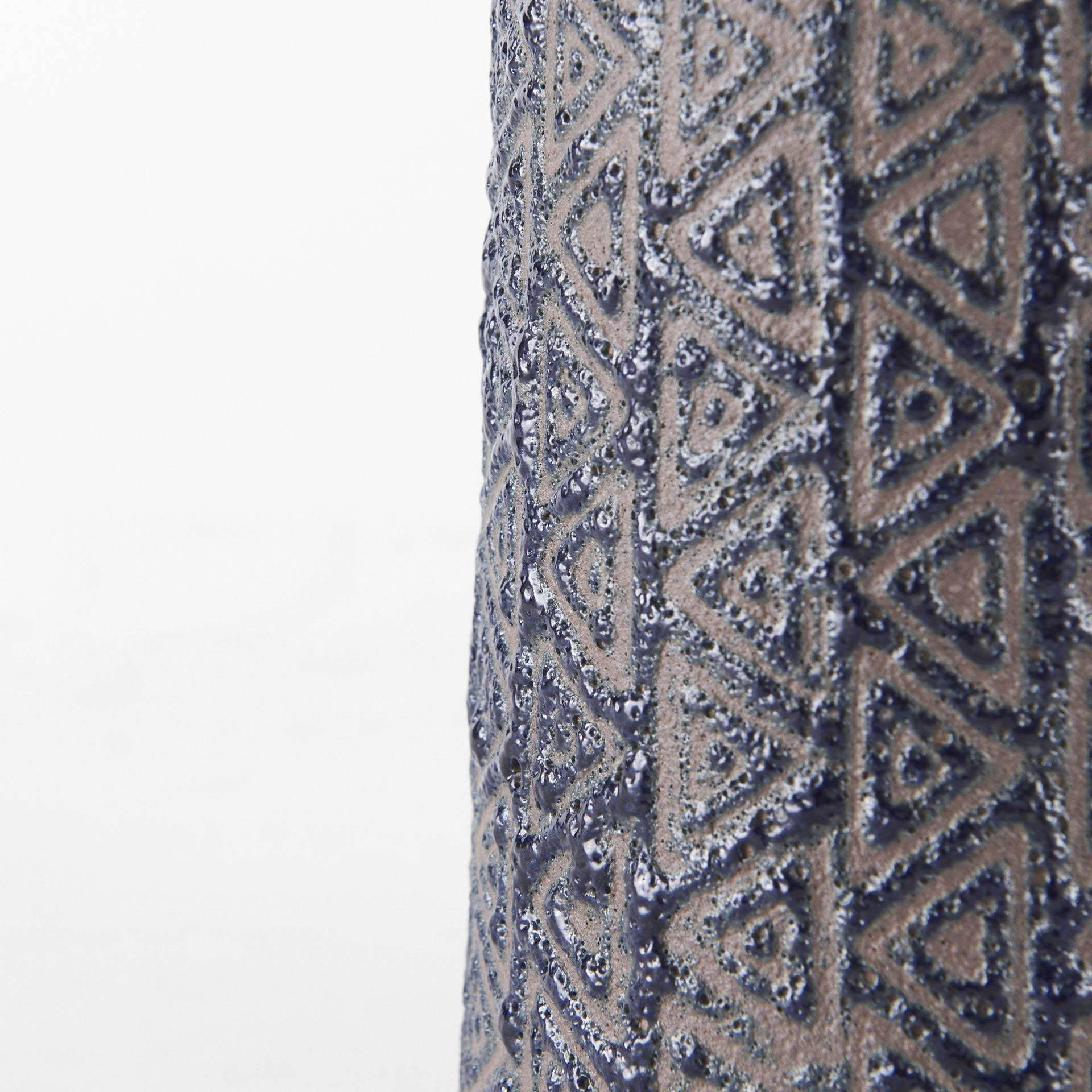 7" Brown and Blue Tribal Ceramic Vase - Image 5
