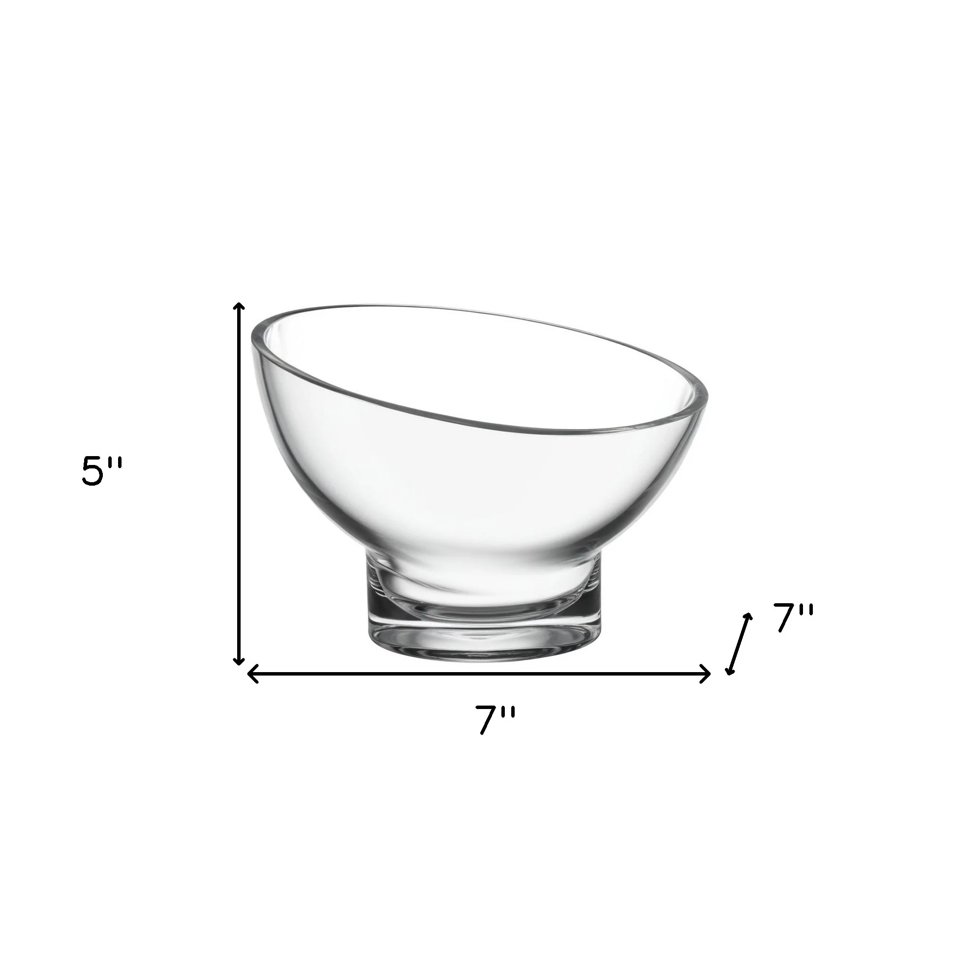 7" Clear Mouth Blown Slant Edge Glass Candy Bowl - Image 8