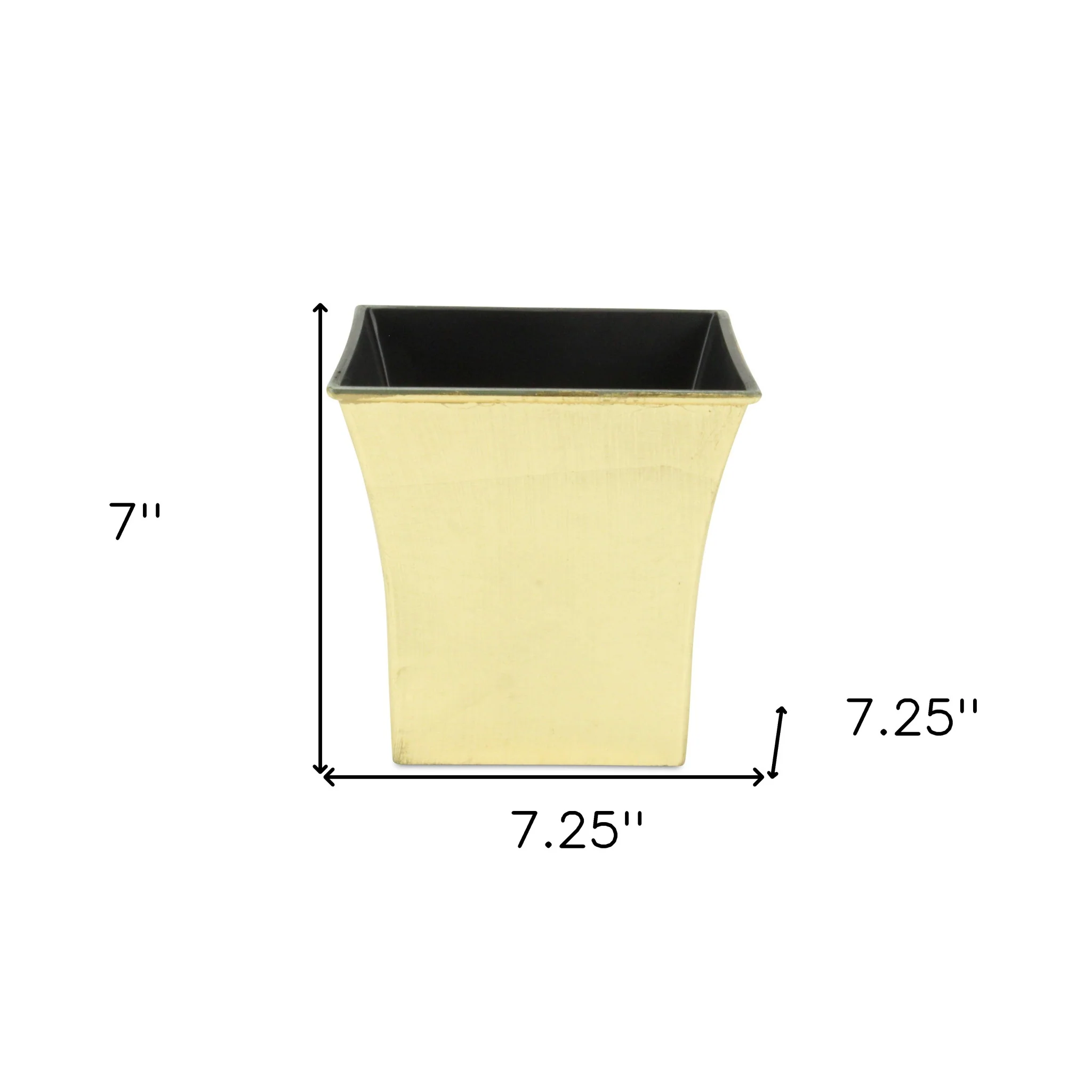 7" Gold Recycled Plastic Indoor Outdoor Square Pot Planter - Image 2