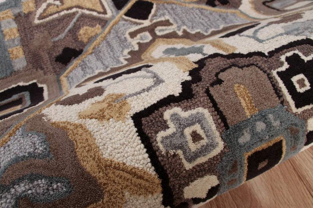 7' Gray and Beige Medallion Area Rug - Image 7