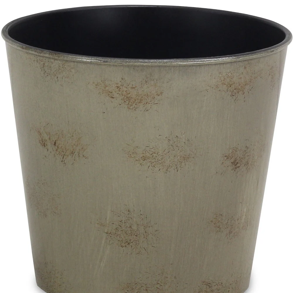 7" Gray Recycled Plastic Indoor Outdoor Round Pot Planter - Image 4