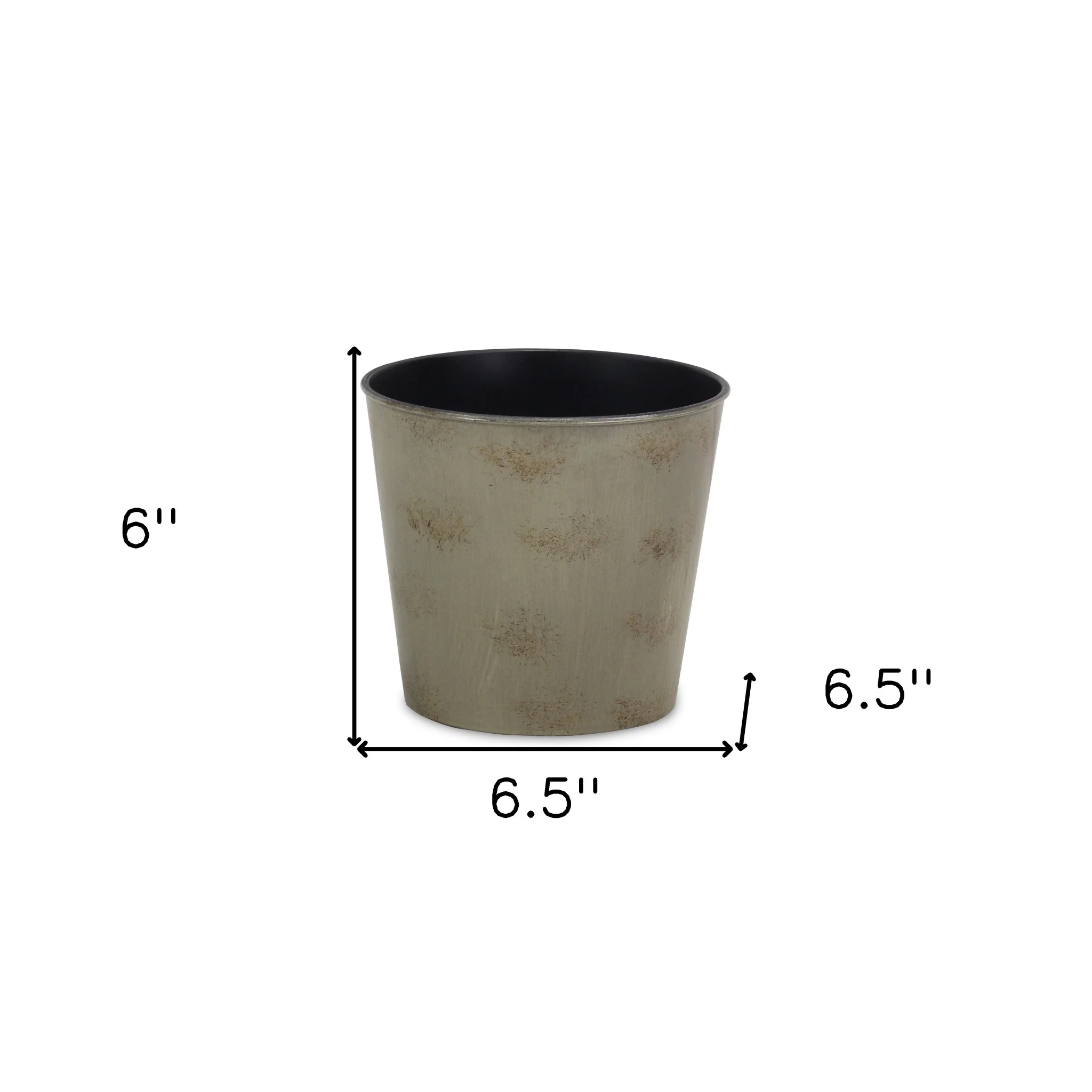 7" Gray Recycled Plastic Indoor Outdoor Round Pot Planter - Image 5