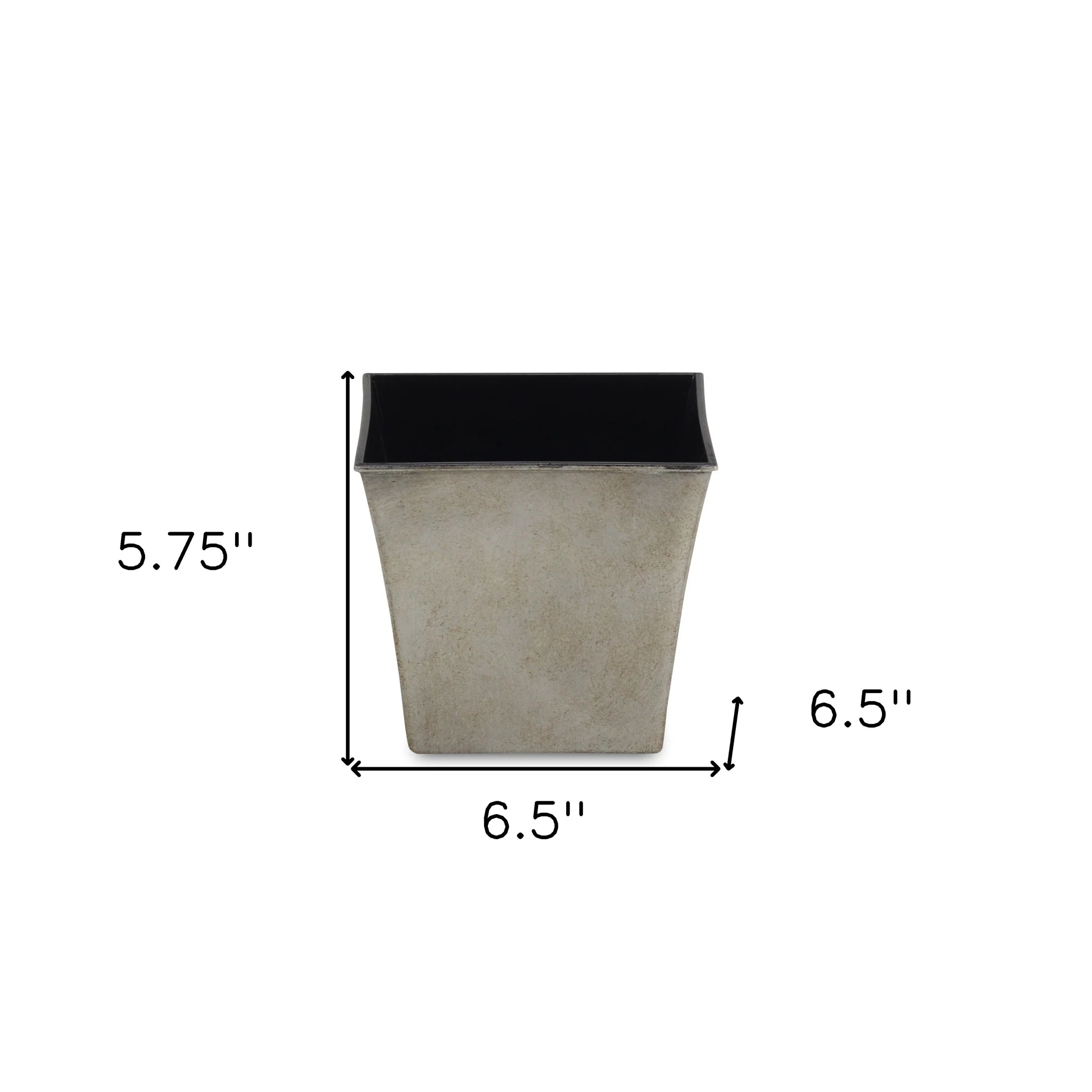7" Gray Recycled Plastic Indoor Outdoor Square Pot Planter - Image 5